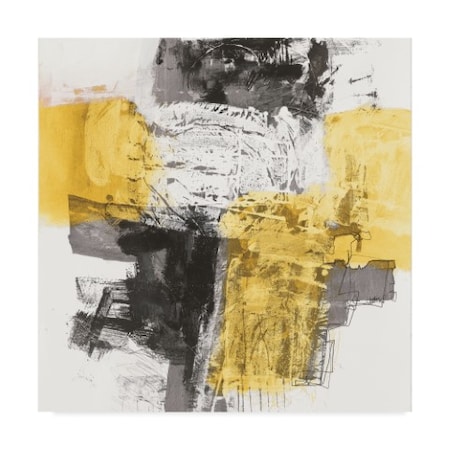 Jane Davies 'Action I Yellow And Black Sq' Canvas Art,18x18